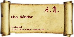 Aba Nándor névjegykártya